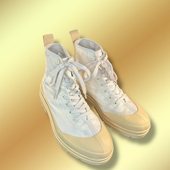 Everlane Women’s Cotton Canvas Gum Sole Utility Boot in White & Cream Size 8.5 - Picture 12 of 16